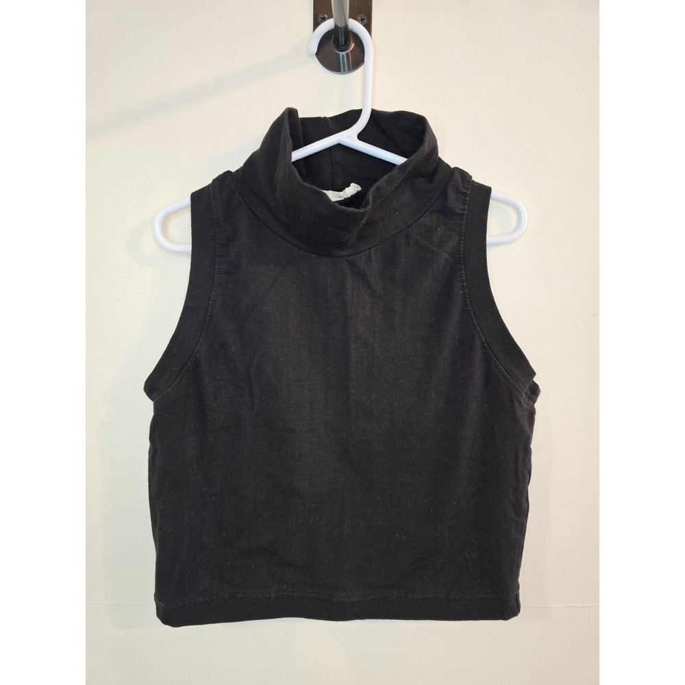 Una Pluma Black Sleeveless Turtleneck Organic Cotton Minimalist 90s SM Capsule